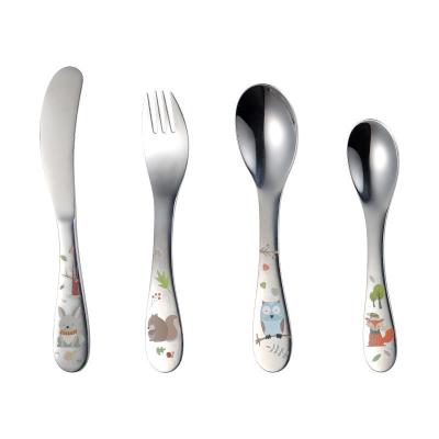 China Food Grade 304 Stainless Steel Kids Cutlery Set Sustainable Spoon Fork And Knife For Kids for sale