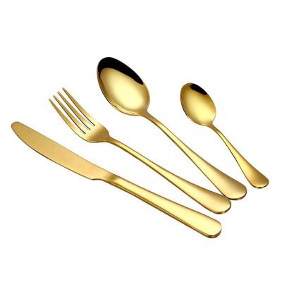 China Wholesale High Quality Viable Gold Flatware Classic 4 Piece Gold Stainless Steel Flatware Set for sale