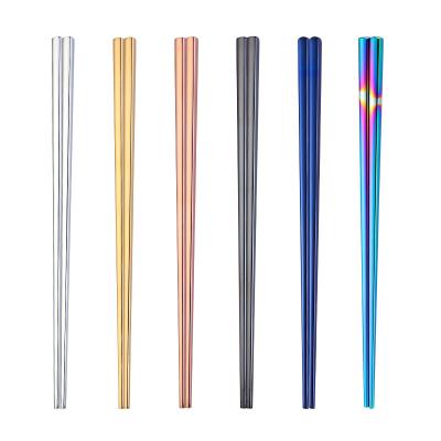 China Sustainable Korean Chopsticks 304 Stainless Steel Colorful Titanium Sushi Chopsticks for sale