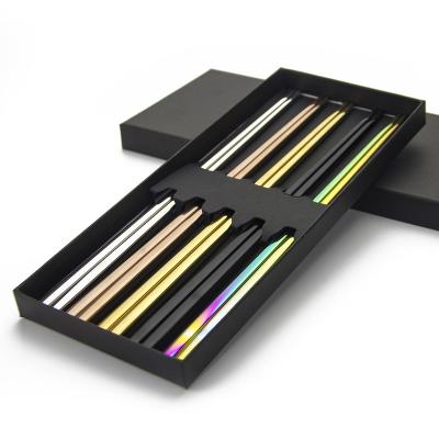 China Viable Fashion Stainless Steel Chopsticks 5pcs Set 18/10 Custom PVD Colorful Sushi Chopstick Gift Set for sale