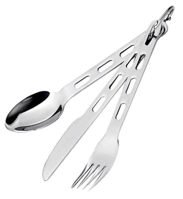 China Outdoor Glacier Stainless Steel Flatware Set Flatware Set Metal Spoon Fork Camping Backpacking Knife for sale