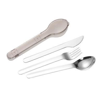 China Sustainable 3-Piece Portable Flatware Set Pocket Utensils Set 18/8 Stainless Steel Cutlery Set With Case for sale