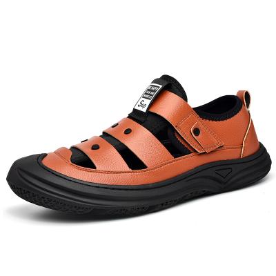 China 2021 Manufacturer Breathable Summer Wholesale Big Size Sandals Men's Genuine Leather for sale