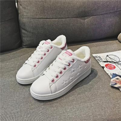 China Fashion Lace Up Plus Size Women's Cotton Shoes Comfortable Warm Women's Shoes Velvet White Shoes for sale