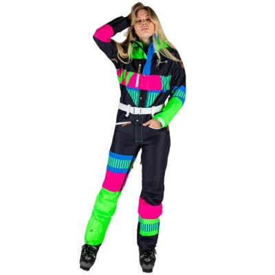 China Anti-UV Bright Contrast Color Digital Printing Snowsuit Ski Jacket One Piece Women for sale