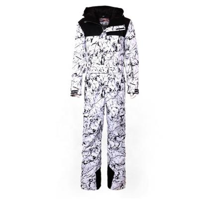 China New Breathable Professional White Black White Print Men Snow Ski Suit Outdoor Warm Custom Bib Overalls for sale