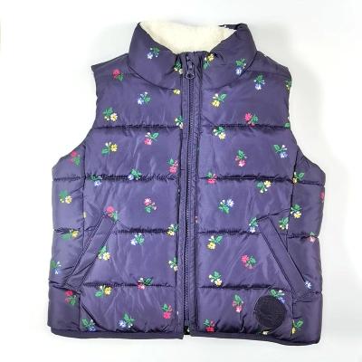 China Breathable Warm Causal Print Backing Collar Padded Kids Baby Winter Down Vest for sale