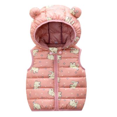 China High Quality Autumn Children's Winter Breathable Cotton Cute Cartoon Print Ears Kids Baby Bubble Stripper Stocking Hooded Vest for sale