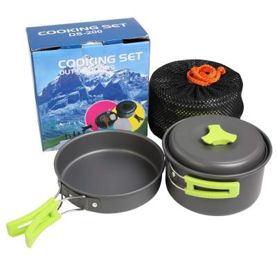 China Portable Folding Outdoor Camping Stainless Steel Camping Stove Pot Cookware Sets for sale