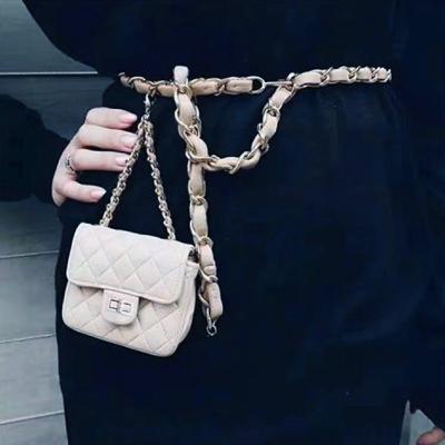 China Hot selling high quality 2022 latest trend fur women's bags luxury gold ball chains waist pack girls ladies wholesale bag for sale