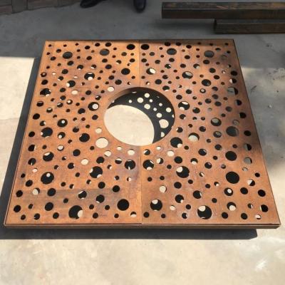 China Weather Resistant Garden Outdoor Corten Steel Tree Grill Metal Carving Round Pattern Tree Grill Garden Products for sale