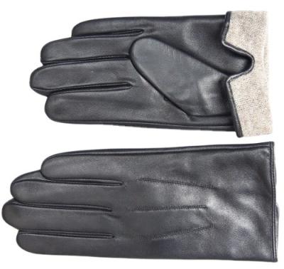 China Plain Driving Style Mens Winter Leather Gloves With Wool Or Cashmere Lining for sale