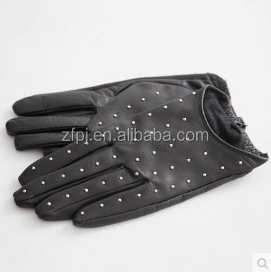 China Simple Wholesale Ladies Color Fashion Hand Dress Winter Black Leather Gloves for sale