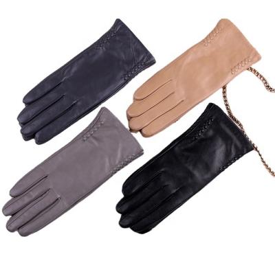 China ZF5832 Plain Fashion Style Ultimate Gray Winter Wool Lined Leather Gloves For Lady for sale