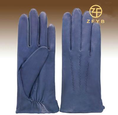 China New style 3m ladies plain blue color thinsulate touch screen leather gloves for sale