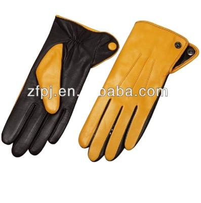 China ZF3586 Wholesale Plain Ladies Fashion 2021 Yellow Winter Warm Leather Gloves for sale