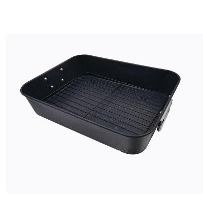 China JIANGXIN Carbon Steel Bakeware Kitchen Sustainable Wholesale Rectangular Roasted Chicken Casserole Home Baking Tray With Iron Mesh for sale