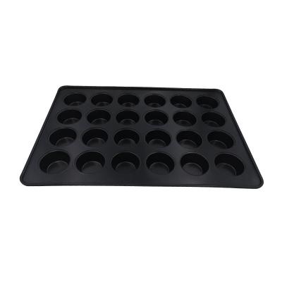 China JIANGXIN Viable Wholesale Nonstick Carbon Steel 24 Cup Over Size Rectangular Bakeware Cake Bread Roll Pan Baking Tray for sale