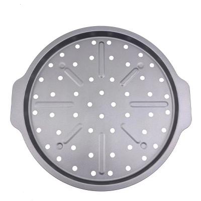 China Wholesale Viable Non-Stick Pizza Pan Pizza Crispy Baking Pan Carbon Steel from JIANGXIN Bakeware with Holes for Baking Tray for sale