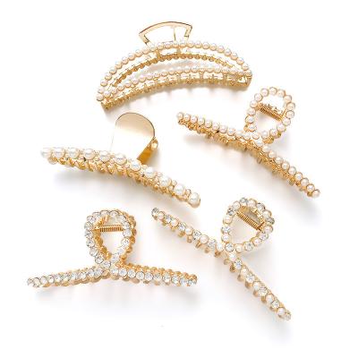 China Fashional Girls Hair Accessories Clips Girls Hair Claws Metal Rhinestone Pearl Women Lady 2021 Pretty Large Hair Accessory Wholesale Luxury Hair Clips for sale