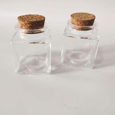 China Gift & Square Glass Flint Cork Top Jar, Mini Glass Jar With Craft Cork for sale