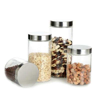 China Cheap custom food glass jar for food with sealed cap storage glass small capacity glass jar for dry grain for sale