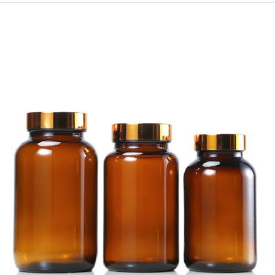 China Lead Free/Airtight 50 Capsule Use 100 120 150 200 250 300 400 500ml Amber Glass Pill Bottle With Screw Cap for sale