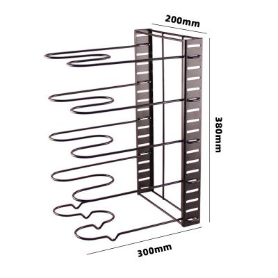 China Medium Stocked 5 Layer Black Metal Kitchen Pot Holder Organizer for sale