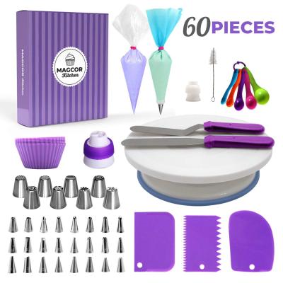 China 6 12 60 Pcs Stocked Combination Turntable DIY Decorating Cake Tool Kit for sale