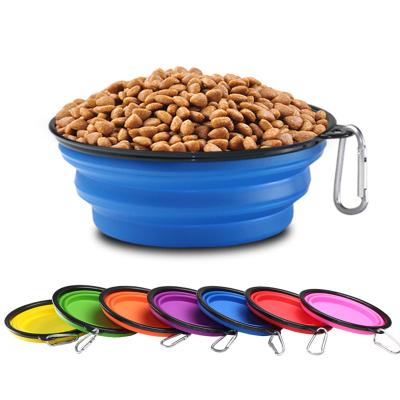 China New Design Silicone Dog Food Viable Collapsible Water Feeding Bowl Non-Toxic Candy Color Silicone Folding Travel Safe Pet Food Bowl for sale