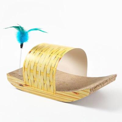 China Sustainable Hot Selling High Quality Eco-Friendly Boat Train Tent Cat Scratching Board Customized Cat Scratcher Playing Toy Pet Supplies for sale