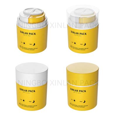 China Packaging Cosmetic Face Cream Eye Cream Skin Care Airless Cream Jar With Double Chamber UNIQUE DESIGN for sale