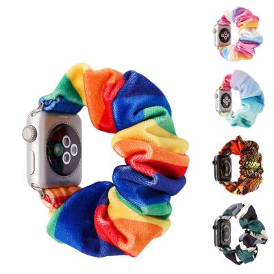 China Wholesale 44mm /42mm 40mm/38mm Multi Popular Apple Leopard Pattern Colorful Fashion Scrunchies Elastic Watch Bands for sale