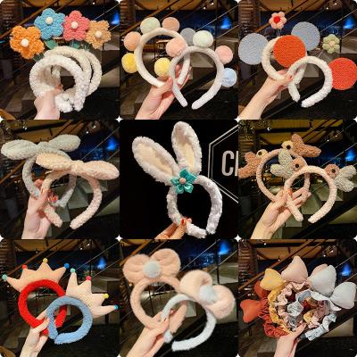 China Fashion Lady Girls Cute Lovely Plush Rabbit Ears Crab Head Flower Hair Circle Headband Headband Hair Accessories for sale