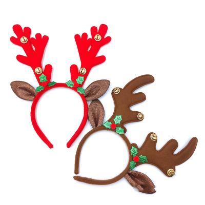 China 2021 Fashion Christmas Children Kids Bell Antlers Decorations Party Hair Circle Headband Headband Hair Band for sale