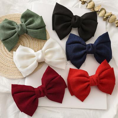 China 2021 Fashion Korean Solid Fabric Bow Ties Hairpin Big Holds Hair Clips Hair Claw Clips For Women Thin Hair for sale