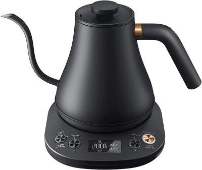 China 900ML Temperature Control Stainless Steel Black Gooseneck Electric Coffee Kettle for sale