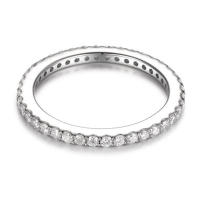 China Simply Classic TRENDY Diamond Eternity Ring White Gold Micro Setting Jewelry 18K White Gold Engagement Wedding for sale