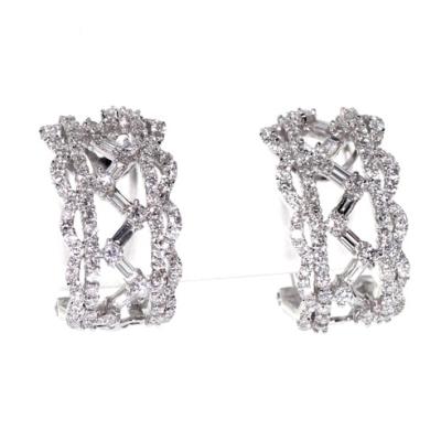 China Fashionable 18K White Gold Diamond Huggie Hoop Earring for sale