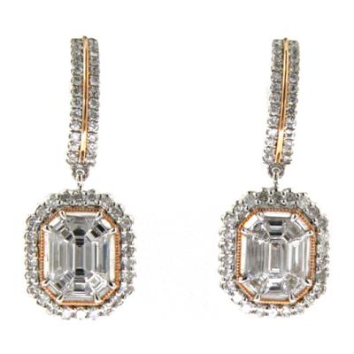 China Latest FASHIONABLE Earrings Jewelry 18K Gold Pave Diamond Pendant Earring for sale