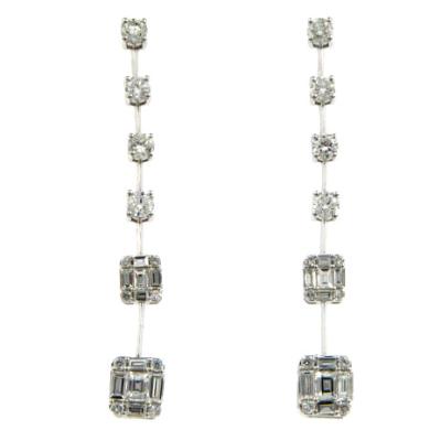 China TRENDY Simple Casual Use 18K White Gold Pave Diamond Drop Earring for sale