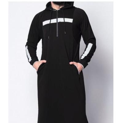 China Fashionable islamic clothing muslim thobe men long sleeve hooded letter printed long dress abaya islamic abaya Islam NKL2102-103 for sale