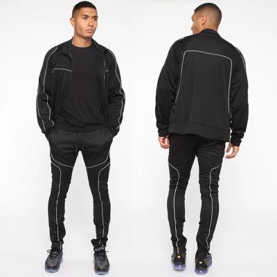 China Thermal Zipper Fashion Reflective Slim Jacket Pants Suit Fitness Sports Men's Two-Piece Clothing Sets 2021 for sale