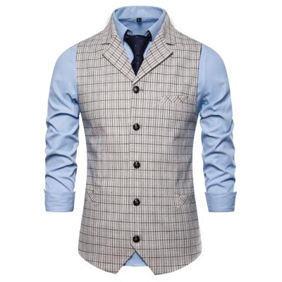 China 2021 New Hot Sale Men's Anti-wrinkle Groom's Single-Breasted Vest Plaid Wedding Vest Men's Suit Vest for sale