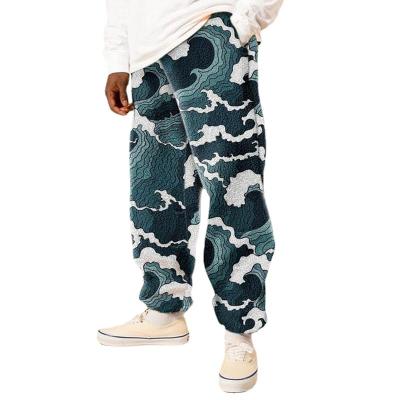 China Wholesale Cheap Design Male Loose Print Anti-wrinkle Mid Waist Straight Casual Long Pants Men's Trousers Sweatpants for sale