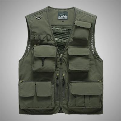 China Custom Outdoor Anti-wrinkle OEM Breathable Travel Climbing Fishing Sleeveless Multi Pockets Men Invest Vest Jacket for sale