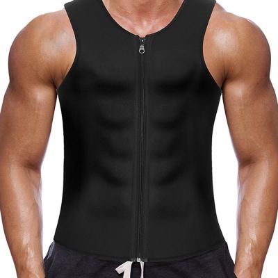 China QUICK DRY Fever Exercise Zipper Slimming Shirt Sweat Vest Workout Tank Top Shapewear Men Body Shaper Waist Trainer Vest for sale