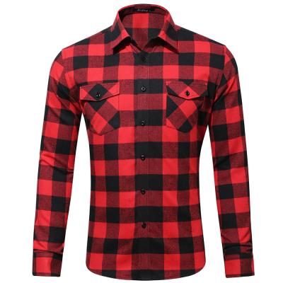 China Autumn New Arrival Anti-pilling Custom Long Sleeve Tuxedo Shirts Stripe Flannel Shirts for sale