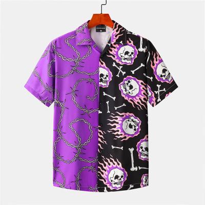 China Fashion anti-pilling sleeve shirts new wholesalers short men's factory design printing patchwork holiday shirts for sale