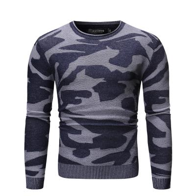 China Anti-wrinkle autumn O neck camouflage spliced ​​color loose mens knit fur sweater crop top for sale